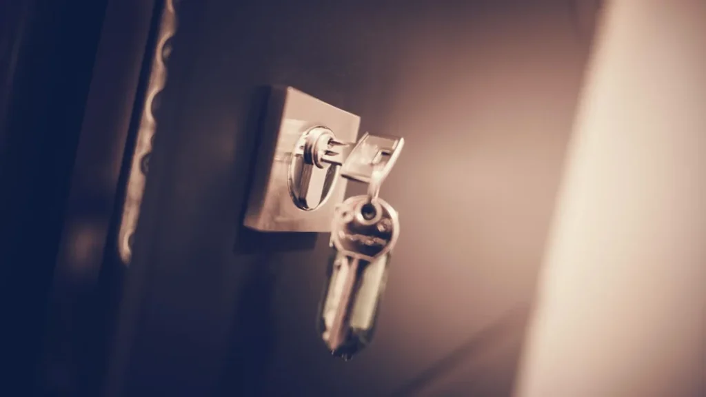 keys hanging on metallic door