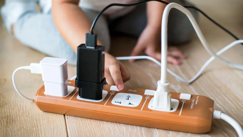 overloaded church surge protector during christmas cleaning