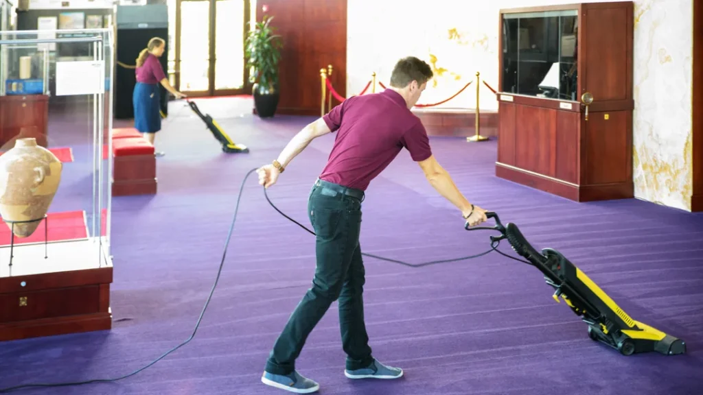vacuuming church for christmas