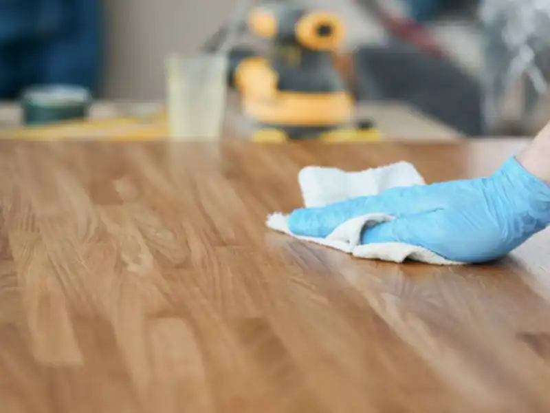 hand rag cleaning hardwood floor