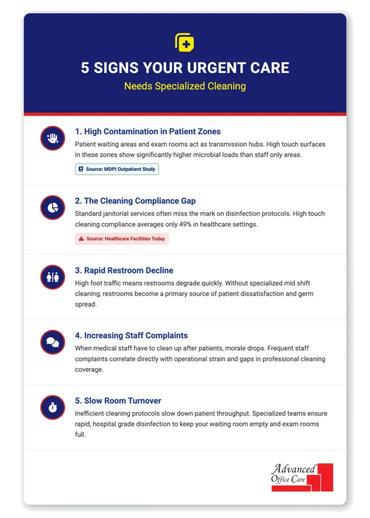 urgent care cleaning warning signs infographic