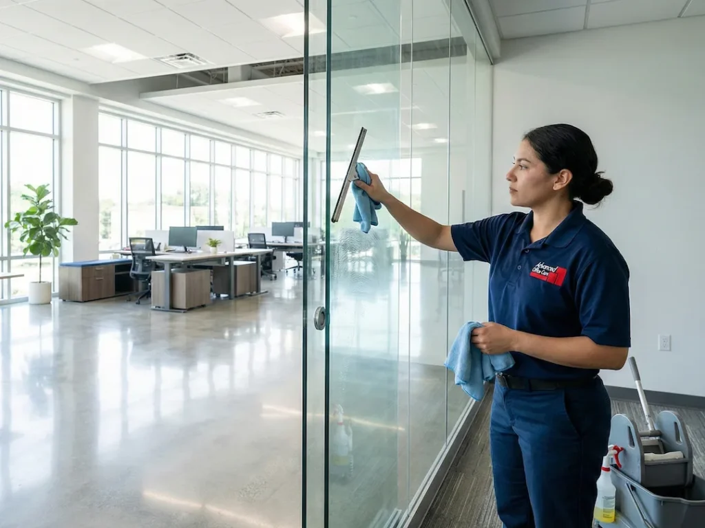 commercial cleaning baton rouge branded uniform lobby