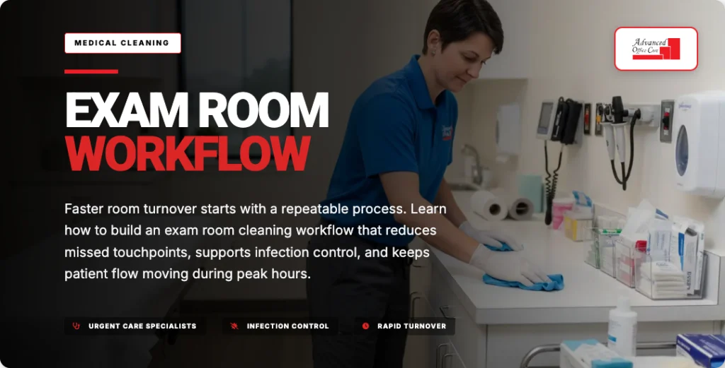 exam room workflow urgent clinic cleaning