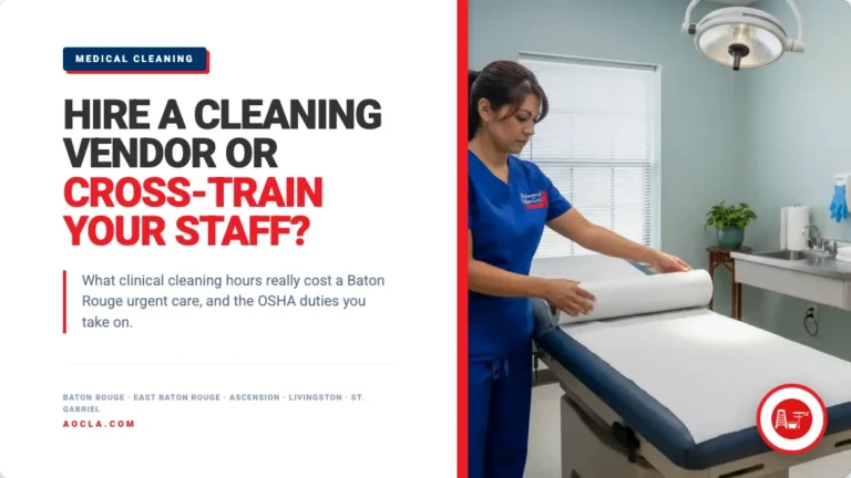 Advanced Office Care featured graphic: hire a cleaning vendor or cross-train your staff, for a Baton Rouge urgent care