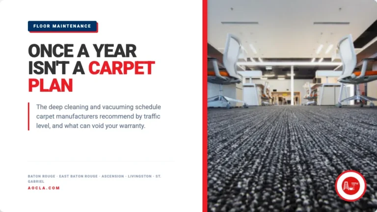 Once a year isn't a carpet plan: commercial carpet cleaning frequency by traffic level