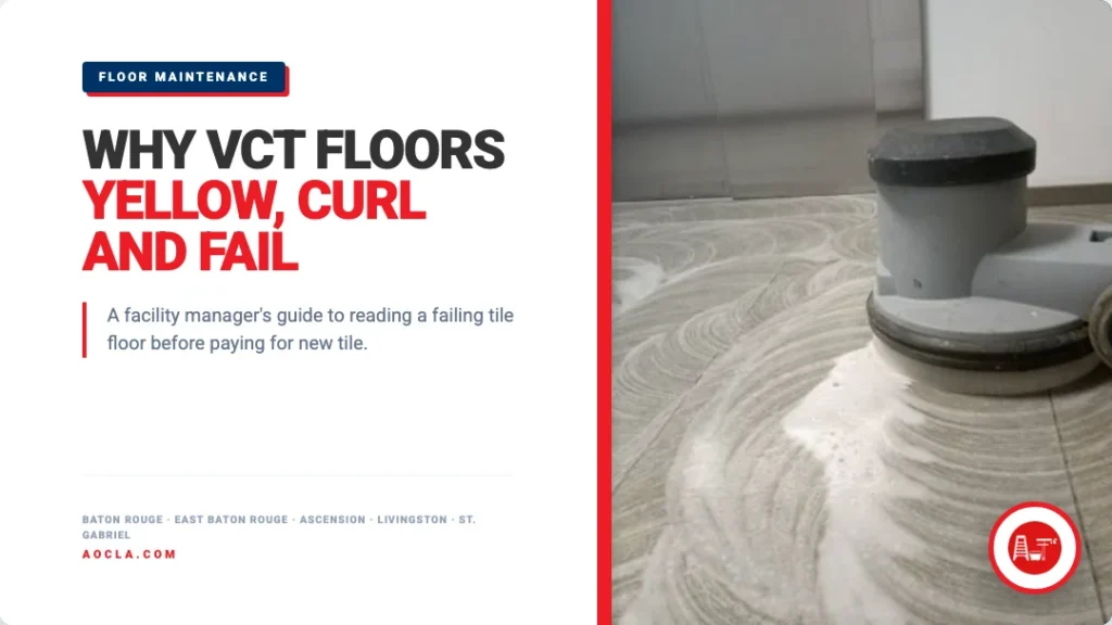 Why VCT floors yellow, curl and fail: a Baton Rouge facility manager's floor diagnostic guide from Advanced Office Care
